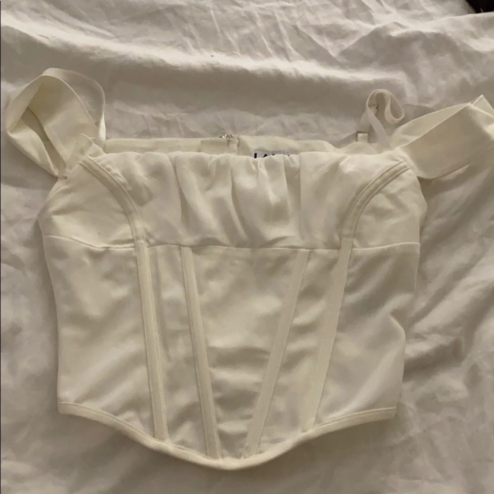i am gia white corset top